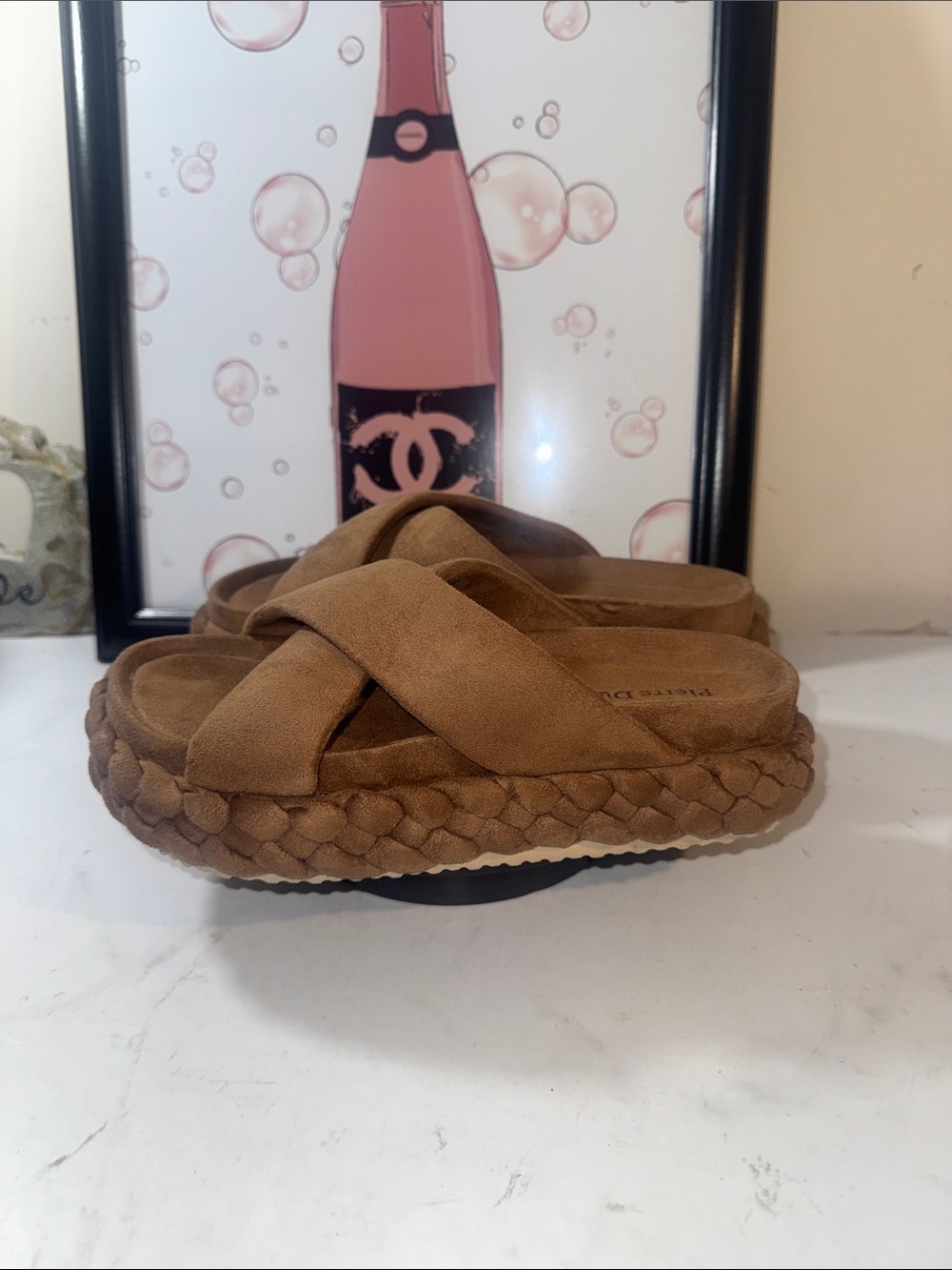 New Pierre Dumas Mali-1 Women’s Brown Braided Platform Slide Sandals - Size 6